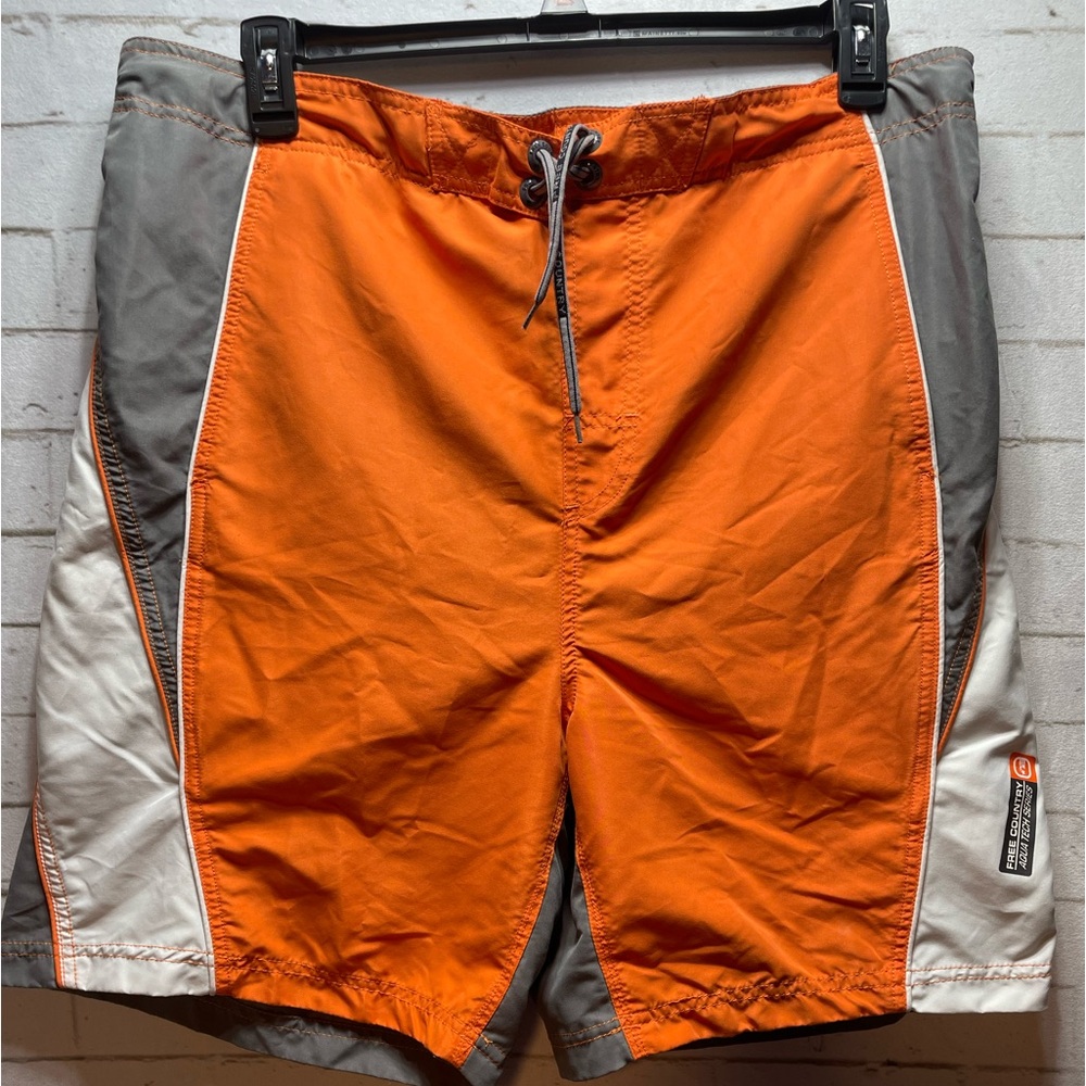 Free Country Men’s 2XL Board Shorts Orange Gray‎